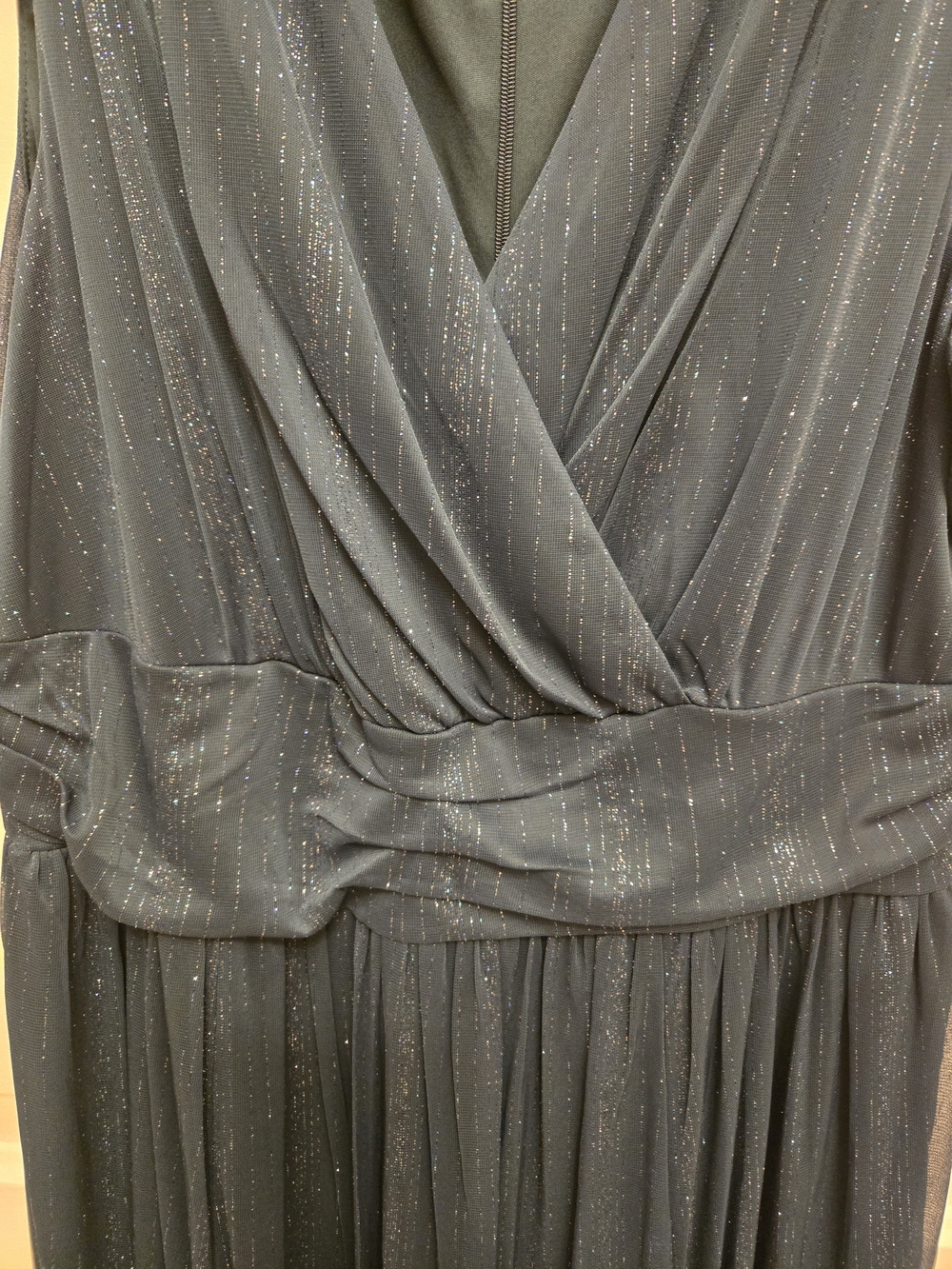 Elegant Shimmer Gray Wrap-Front Prom Dress